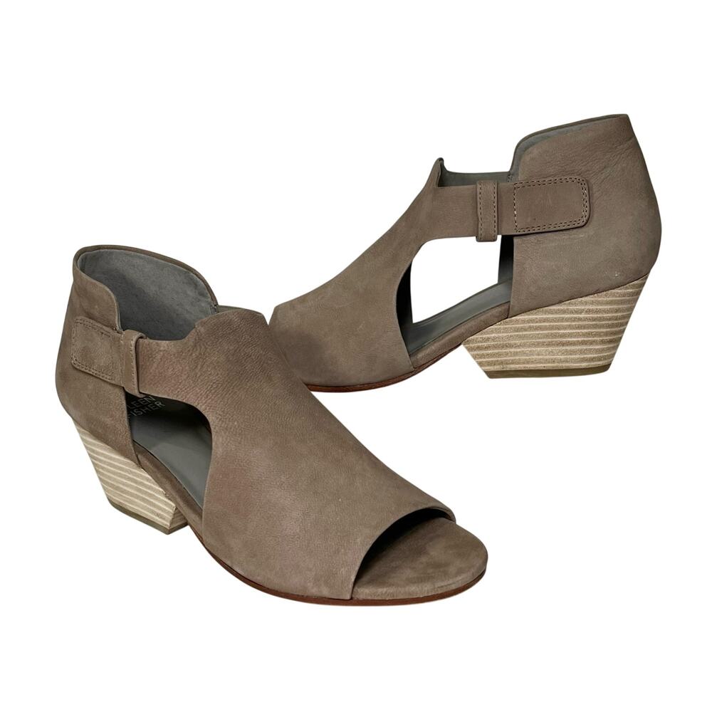 Eileen Fisher Iris Cutout Leather Sandal Heels